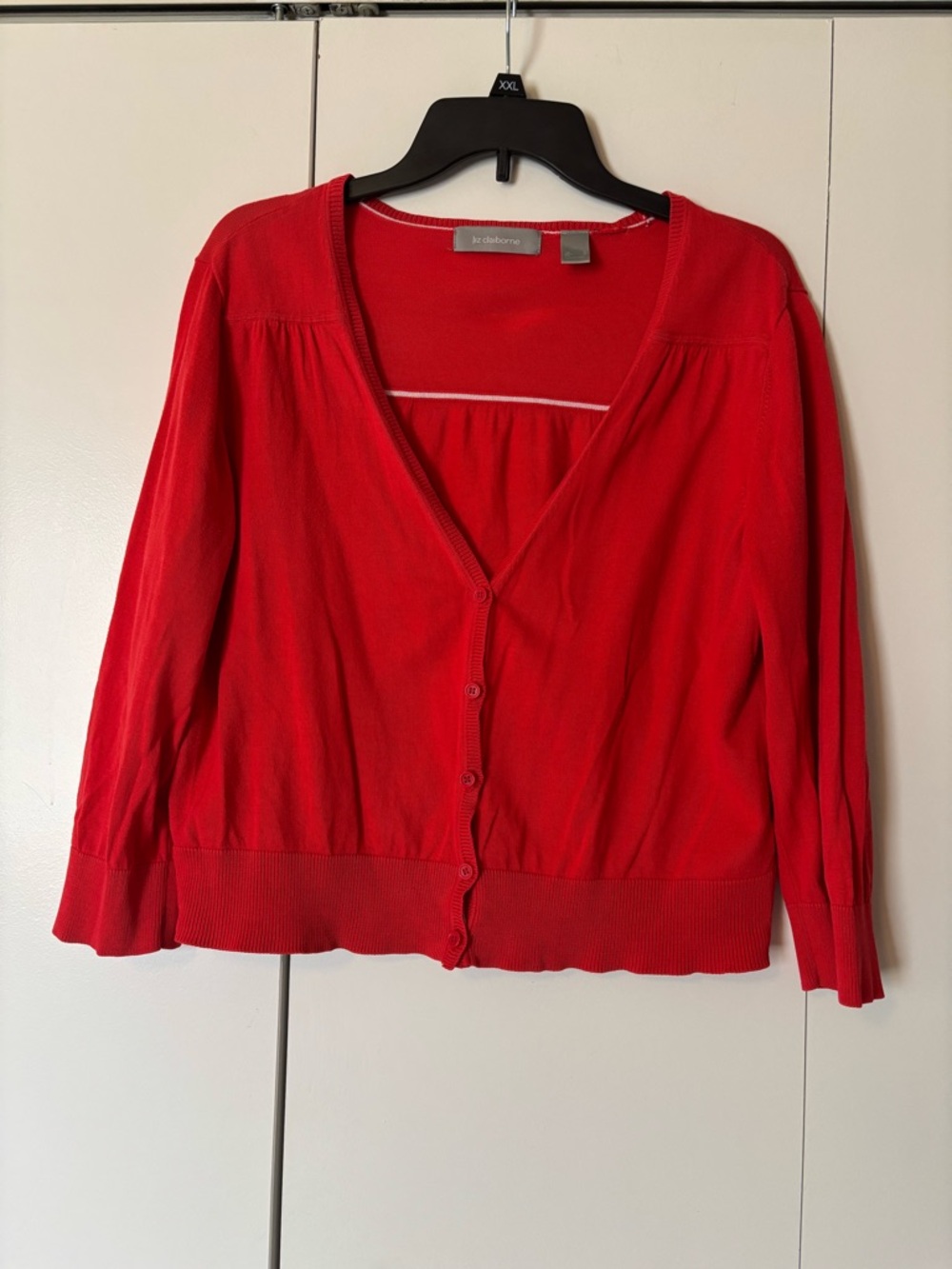 Liz Claiborne Red V-Neck Button Cardigan Sweater